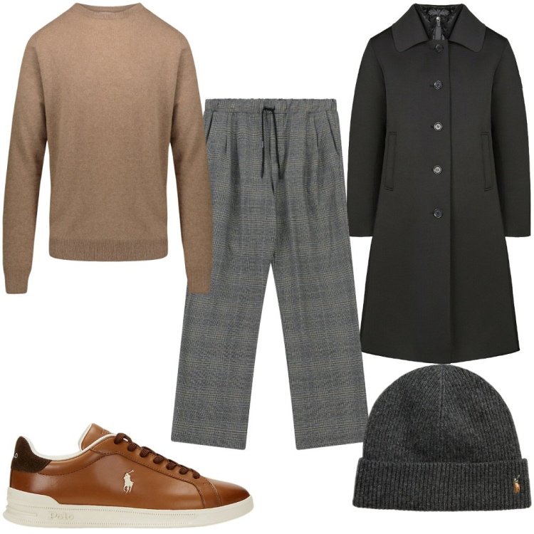 Outfit uomo - Total look #2308902. Stile Casual per Tutti i giorni. Abbinamento con pantaloni, sneakers, berretti, cappotti, maglieria.