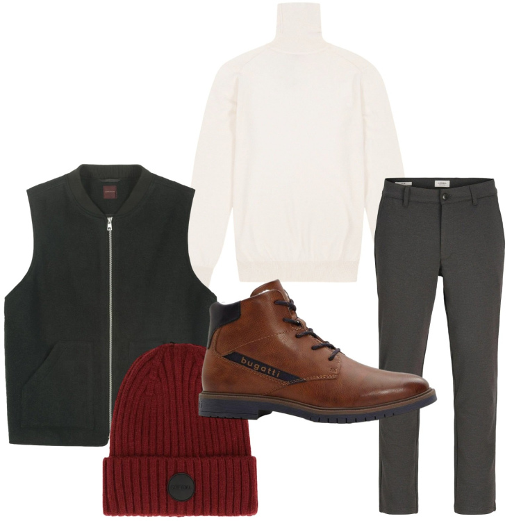 Outfit uomo - Il pullover salva outfit. Stile Casual per Tutti i giorni. Abbinamento con pantaloni chino, anfibi, berretti, maglieria, piumini.