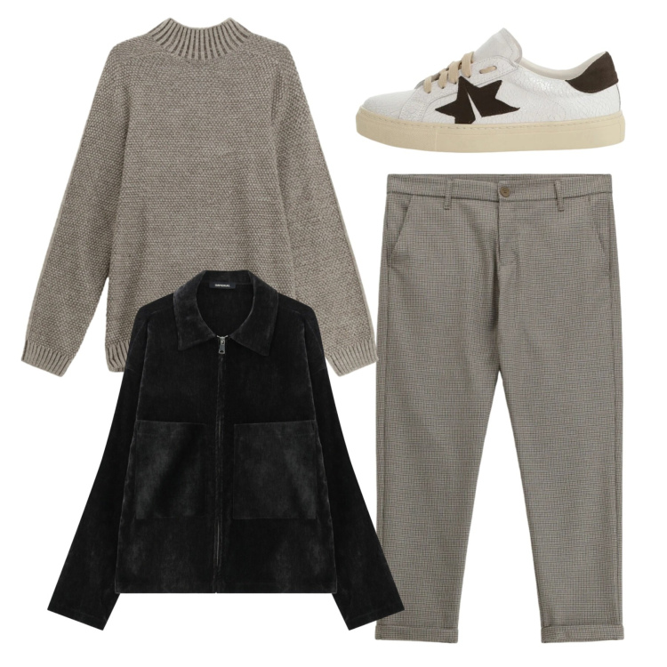 Outfit uomo - British touch. Stile Trendy per Tutti i giorni. Abbinamento con pantaloni, maglieria, cappotti, sneakers.