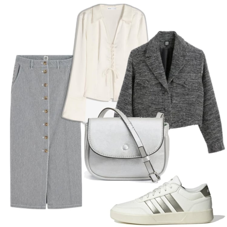 Outfit mujer - Urban look. Estilo Urban para Todos los días. Combinación con minifaldas, blazers, camisas, sneakers, bolsos de mano.