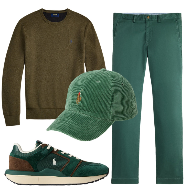 Outfit uomo - Total look #2308994. Stile Casual per Tutti i giorni. Abbinamento con maglieria, pantaloni chino, sneakers, cappelli.