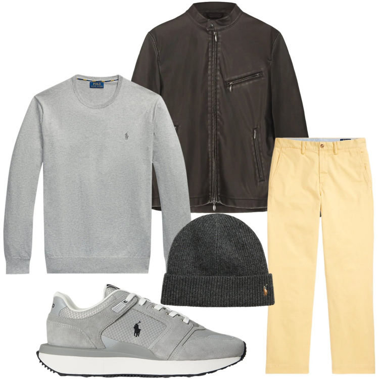 Outfit uomo - Colori contemporanei. Stile Casual per Tutti i giorni. Abbinamento con maglieria, pantaloni, sneakers, berretti, giacche.