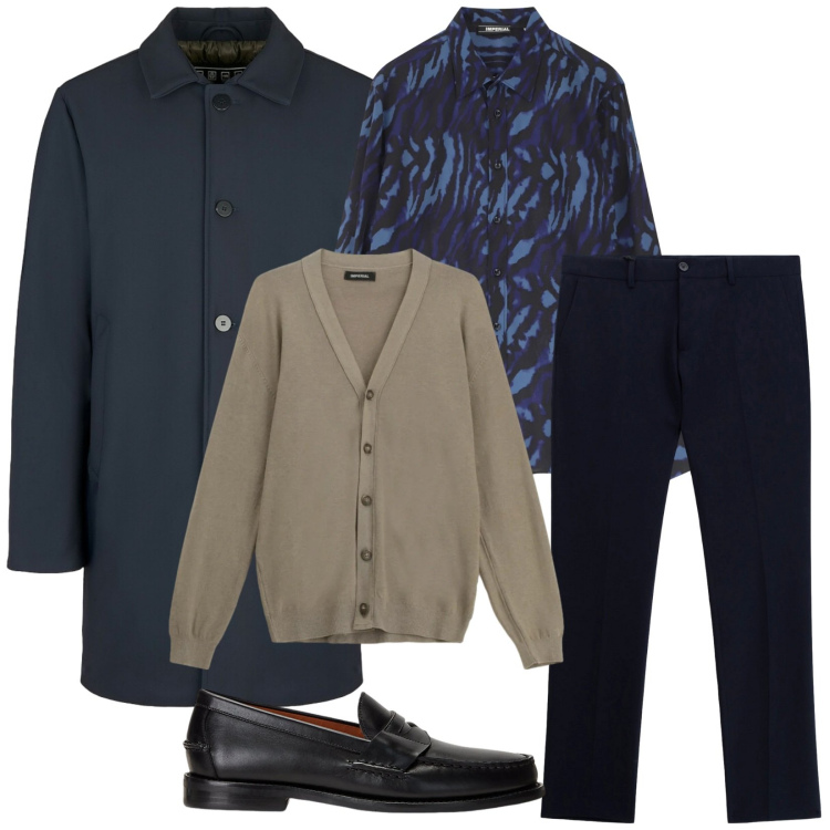 Outfit uomo - Total look #2309048. Stile Business/Elegante per Serata speciale. Abbinamento con camicie, pantaloni, cardigans, scarpe stringate, cappotti.
