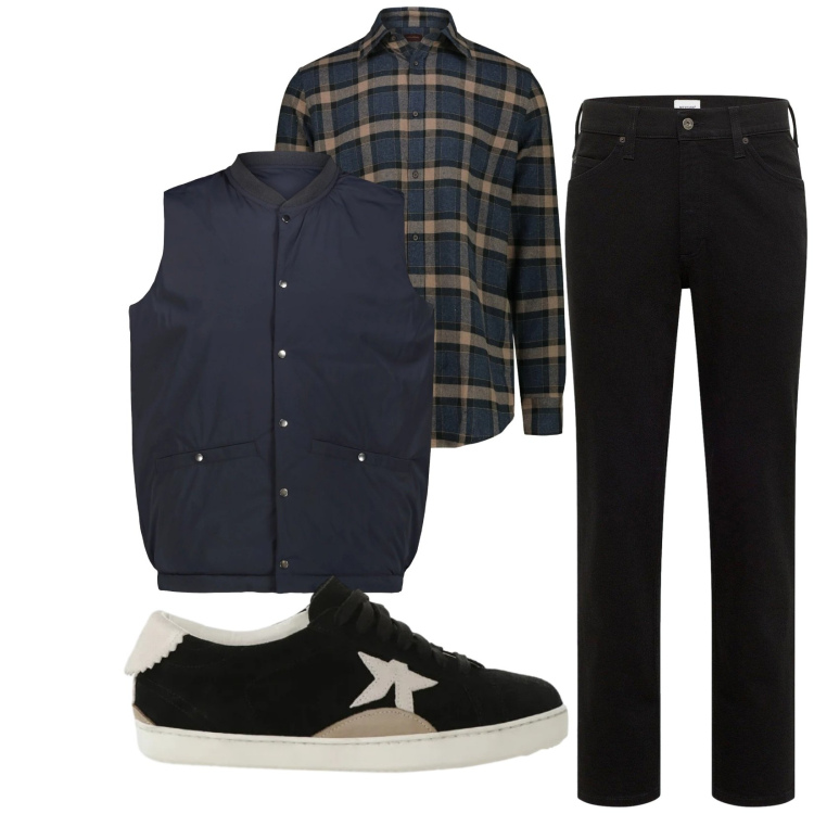 Outfit uomo - Total look #2309062. Stile Casual per Tutti i giorni. Abbinamento con jeans dritti, sneakers, piumini, camicie.