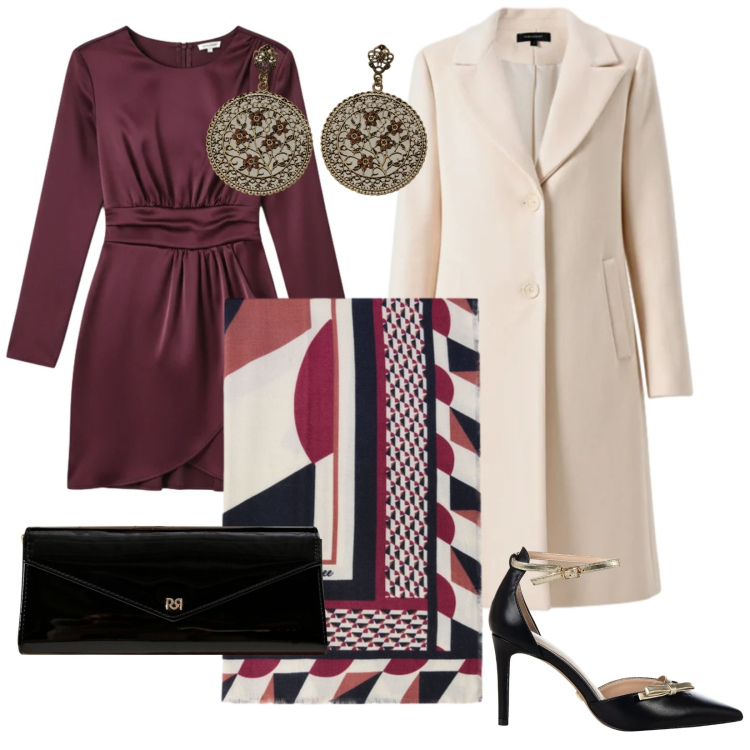 Outfit donna - Orecchini Vintage. Stile Bon Ton per Serata fuori. Abbinamento con vestiti corti, décolleté, cappotti, pochette, orecchini, foulard.