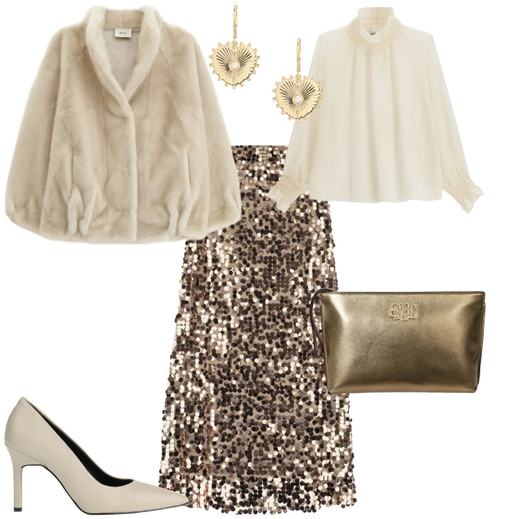 Outfit donna - Bon ton serata evento speciale. Stile Bon Ton per Serata fuori. Abbinamento con décolleté, camicie, gonne lunghe, blazer, pochette, orecchini.