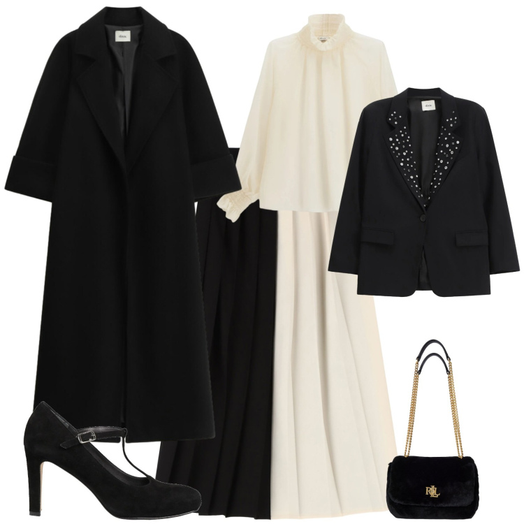 Outfit donna - Serata evento speciale bon ton. Stile Bon Ton per Serata fuori. Abbinamento con décolleté, gonne lunghe, camicie, blazer, cappotti, borse a spalla.