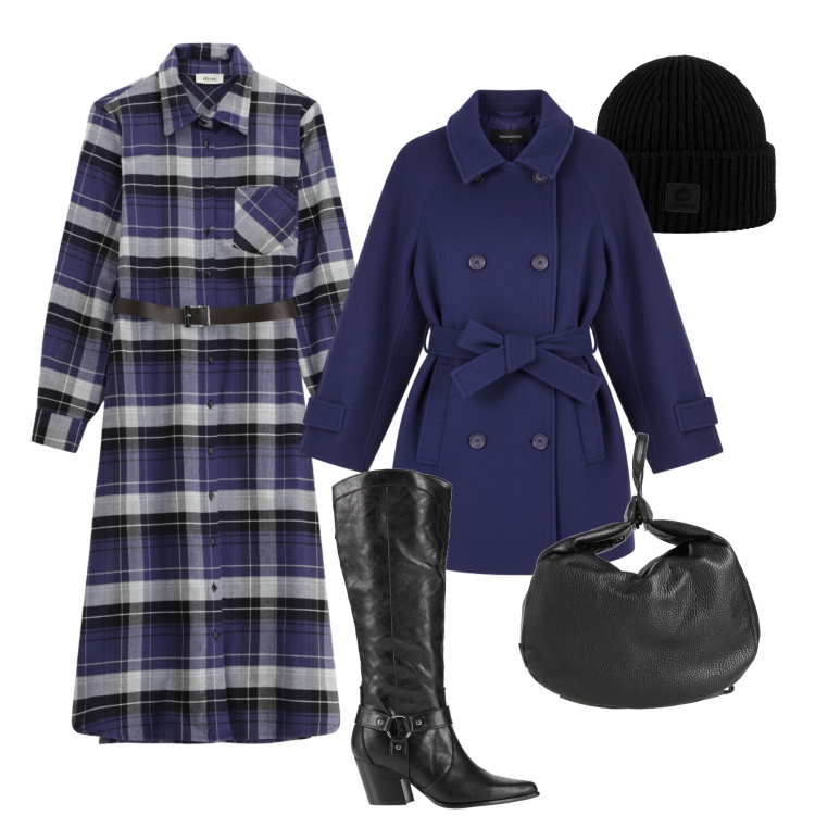 Outfit donna - L’abito per i texani. Stile Trendy per Tutti i giorni. Abbinamento con stivali, zaini, cappotti, vestiti midi/longuette, berretti.