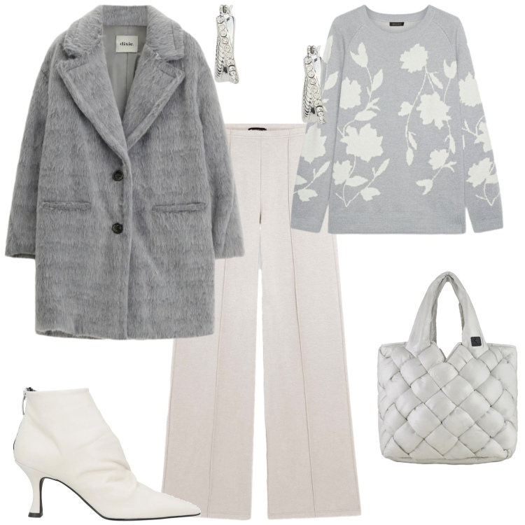 Outfit donna - Trendy ogni giorno. Stile Trendy per Tutti i giorni. Abbinamento con stivaletti, pantaloni, orecchini, cappotti, borse tote, maglieria.