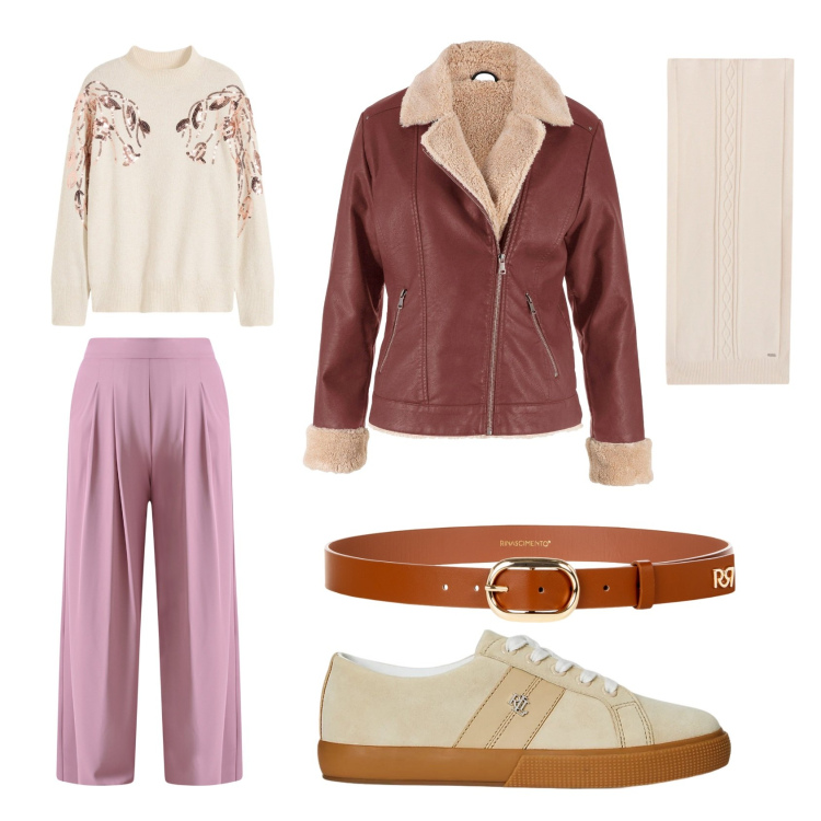 Outfit donna - Cintura e giacca sciancrata. Stile Casual chic per Tutti i giorni. Abbinamento con sciarpe, sneakers, cinture, pantaloni a palazzo, bomber, maglieria.