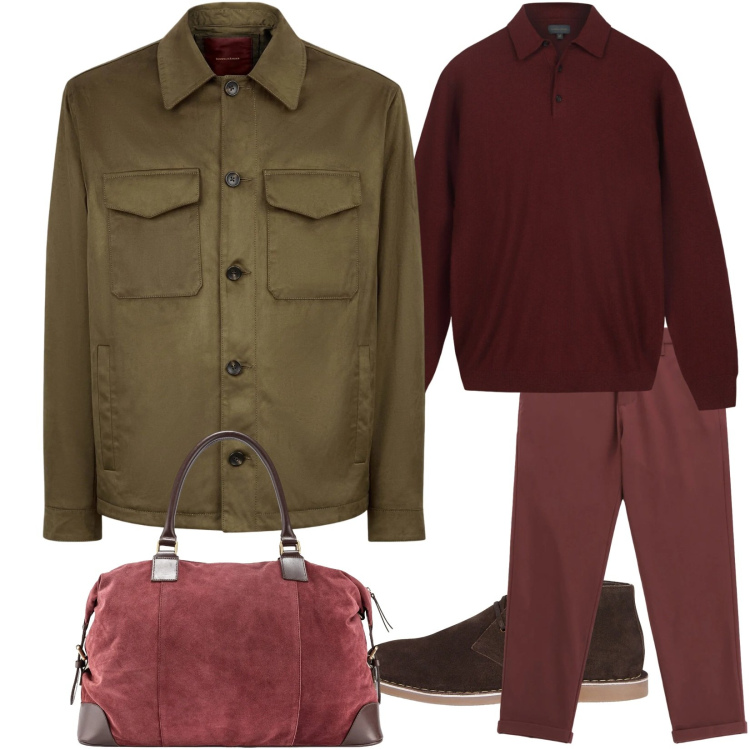 Outfit uomo - In ecopelle. Stile Trendy per Tutti i giorni. Abbinamento con pantaloni, giacche, stivali e stivaletti, borse sportive, maglieria.