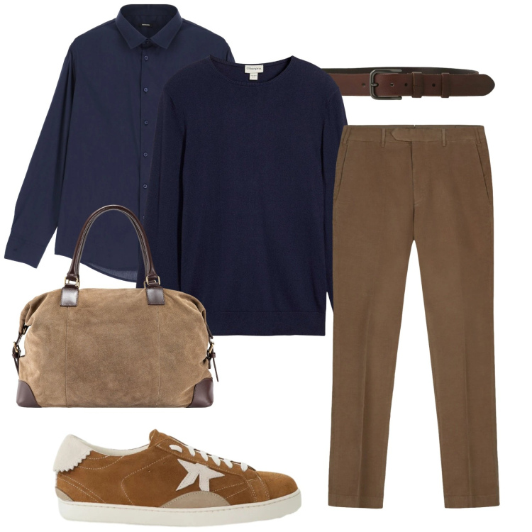 Outfit uomo - I pantaloni in velluto. Stile Trendy per Tutti i giorni. Abbinamento con maglieria, camicie, cinture, sneakers, borse sportive, pantaloni.