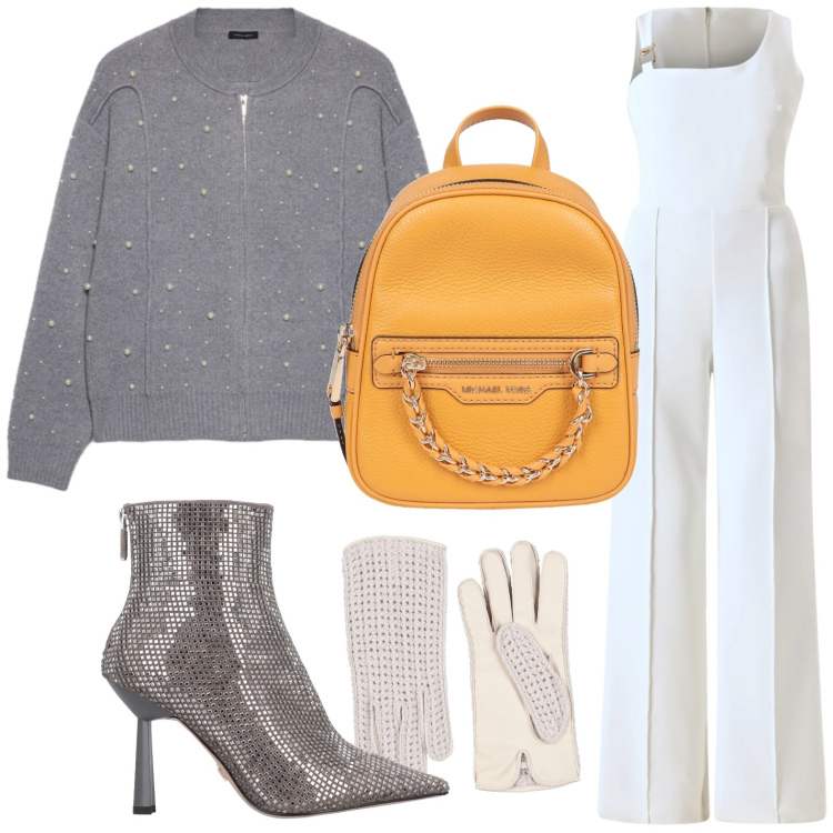 Outfit donna - Giorno brillante. Stile Glamour per Tutti i giorni. Abbinamento con zaini, guanti, stivaletti, tute, cardigans.