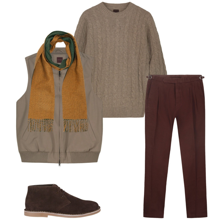 Outfit uomo - Total look #2309455. Stile Casual per Tutti i giorni. Abbinamento con pantaloni, maglieria, piumini, stivali e stivaletti, sciarpe.