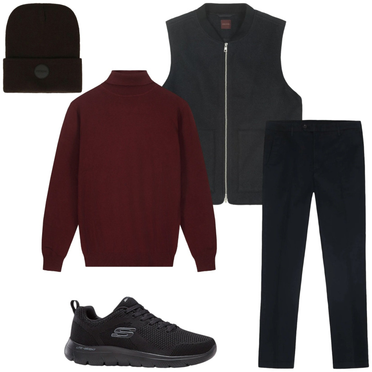 Outfit uomo - Total look #2309476. Stile Casual per Tutti i giorni. Abbinamento con sneakers, berretti, pantaloni, maglieria, piumini.