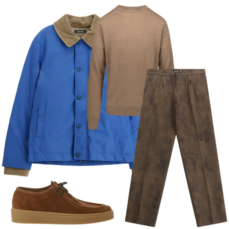 Outfit uomo - Total look #2309487. Stile Urban per Tutti i giorni. Abbinamento con pantaloni, cappotti, scarpe stringate, maglieria.