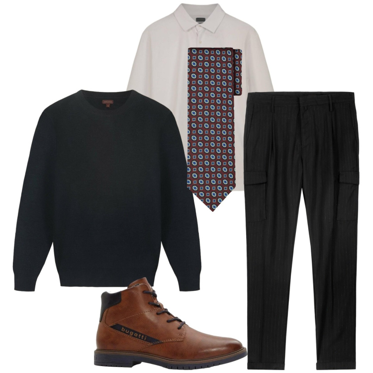 Outfit uomo - Total look #2309489. Stile Business/Elegante per Ufficio. Abbinamento con anfibi, pantaloni cargo, maglieria, cravatte, polo.