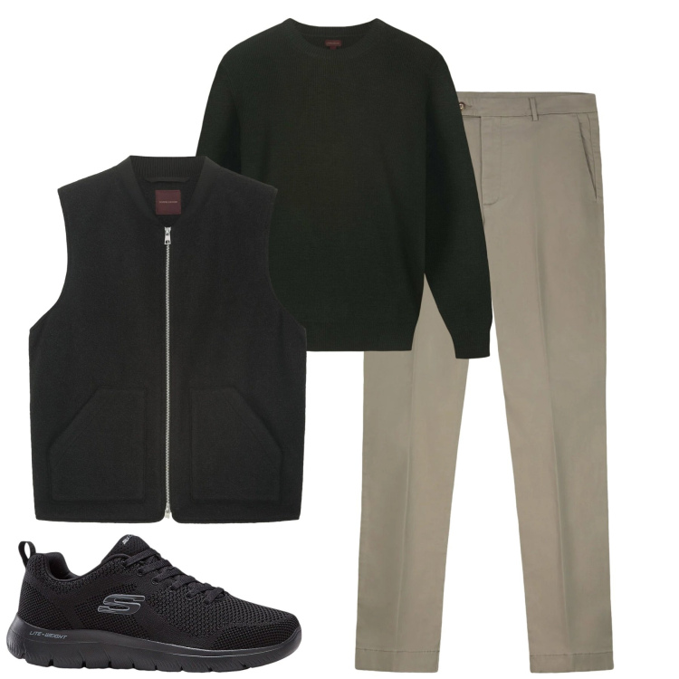 Outfit uomo - Total look #2309511. Stile Urban per Tutti i giorni. Abbinamento con sneakers, pantaloni chino, piumini, maglieria.