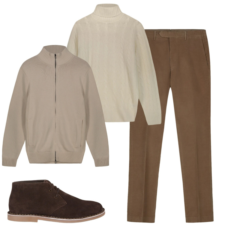 Outfit uomo - Total look #2309514. Stile Urban per Tutti i giorni. Abbinamento con stivali e stivaletti, cardigans, maglieria, pantaloni.