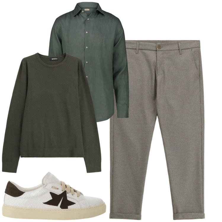 Outfit uomo - Total look #2309521. Stile Urban per Tutti i giorni. Abbinamento con maglieria, pantaloni, sneakers, camicie.