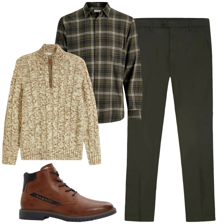 Outfit uomo - Total look #2309523. Stile Casual per Tutti i giorni. Abbinamento con maglieria, anfibi, camicie, pantaloni.