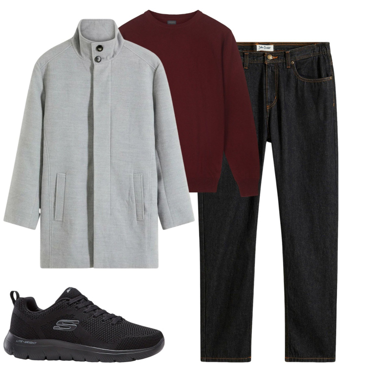 Outfit uomo - Total look #2309524. Stile Urban per Tutti i giorni. Abbinamento con jeans dritti, sneakers, cappotti, maglieria.