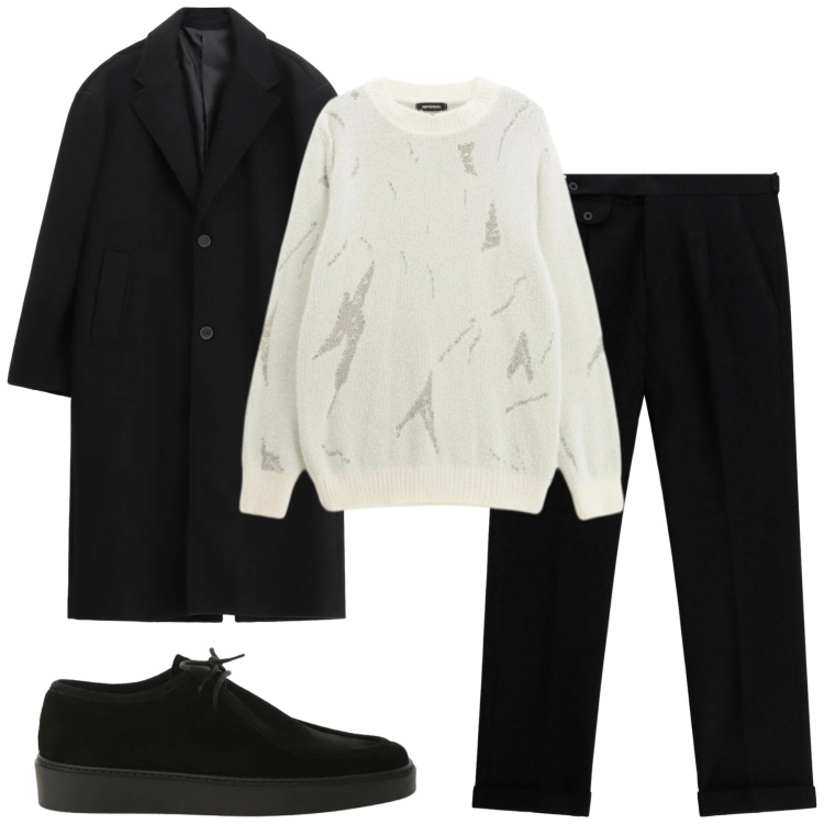 Outfit uomo - Total look #2309527. Stile Urban per Tutti i giorni. Abbinamento con maglieria, pantaloni, cappotti, scarpe stringate.