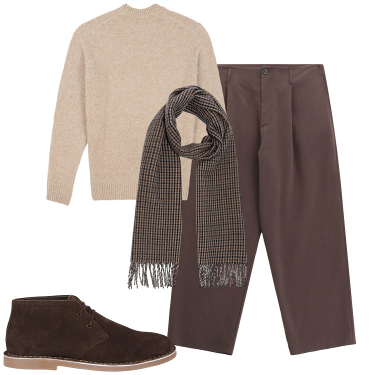 Outfit uomo - Total look #2309528. Stile Urban per Tutti i giorni. Abbinamento con pantaloni, stivali e stivaletti, maglieria, sciarpe.