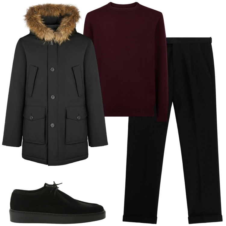 Outfit uomo - Total look #2309537. Stile Urban per Tutti i giorni. Abbinamento con pantaloni, scarpe stringate, piumini, maglieria.