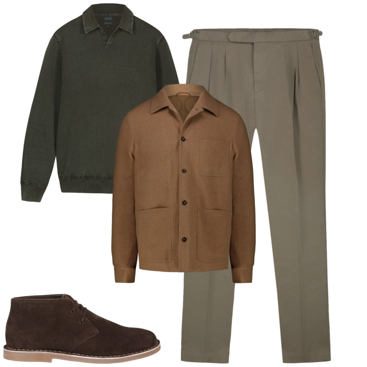 Outfit uomo - Total look #2309540. Stile Urban per Tutti i giorni. Abbinamento con stivali e stivaletti, cappotti, maglieria, pantaloni.