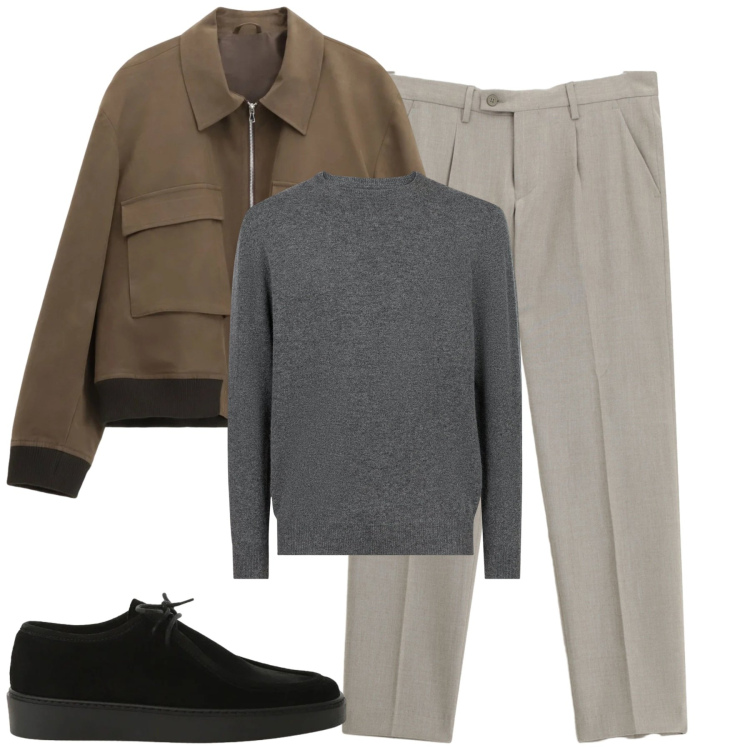 Outfit uomo - Total look #2309542. Stile Urban per Tutti i giorni. Abbinamento con giacche, pantaloni, scarpe stringate, maglieria.