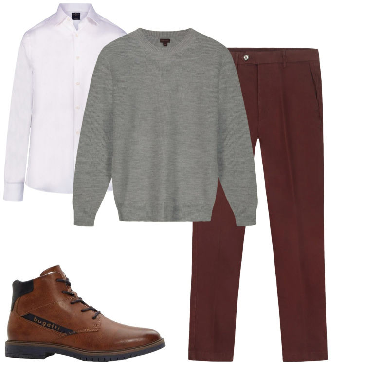 Outfit uomo - City. Stile Urban per Tutti i giorni. Abbinamento con anfibi, pantaloni chino, camicie, maglieria.