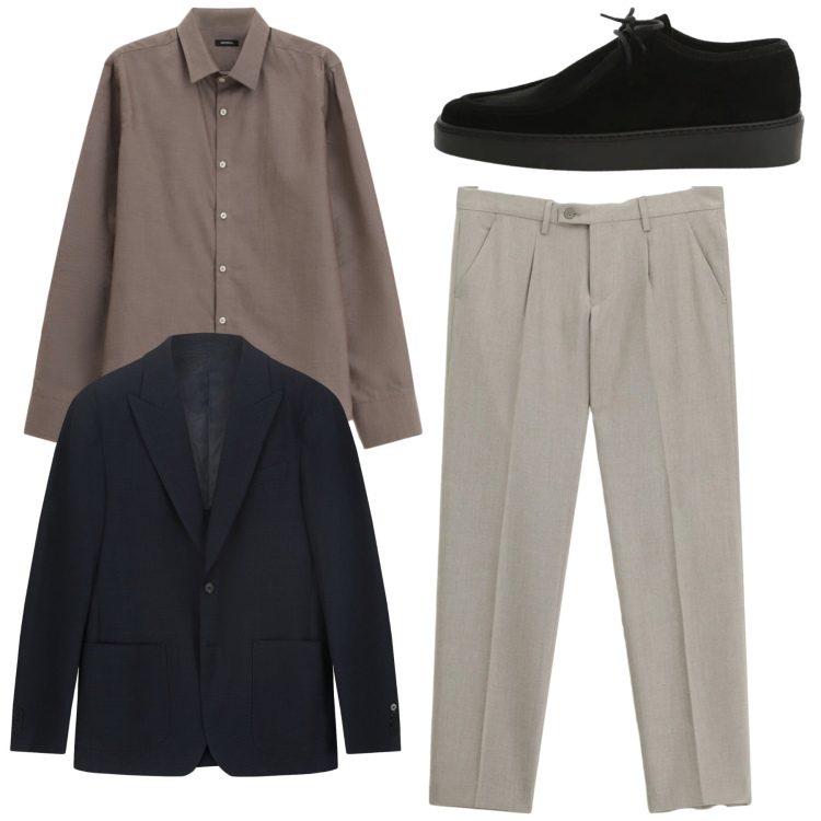 Outfit uomo - Total look. Stile Trendy per Serata speciale. Abbinamento con pantaloni, camicie, scarpe stringate, giacche.