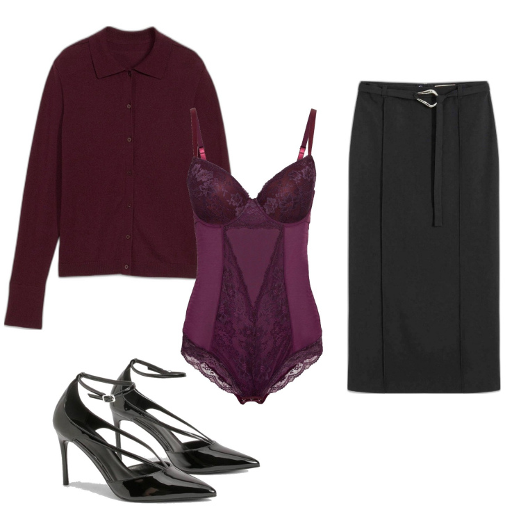 Outfit femme - Gilet laine mélangée. Style Casual chic pour Soirée dehors. Assortir avec gilets sans manche, body, jupes au genou, escarpins.