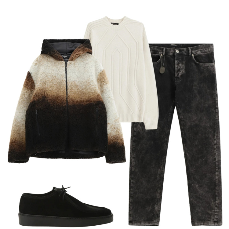 Outfit uomo - City. Stile Casual per Tutti i giorni. Abbinamento con giacche, pullovers, pantaloni, scarpe stringate.