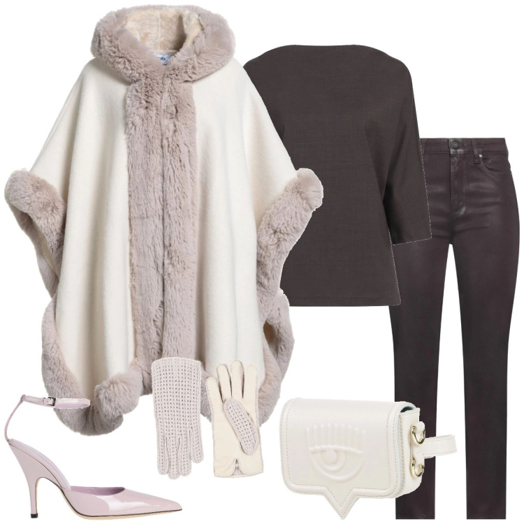 Outfit donna - In jeans. Stile Casual chic per Tutti i giorni. Abbinamento con guanti, décolleté, marsupi, cappe, jeans, top.