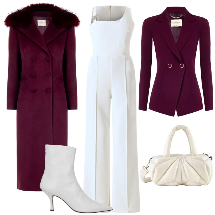 Outfit donna - Chic cerimonia evento speciale. Stile Chic per Tutti i giorni. Abbinamento con stivaletti, borse a mano, tute, cappotti, blazer.