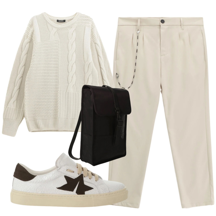 Outfit uomo - Total look #2309707. Stile Trendy per Tutti i giorni. Abbinamento con pantaloni, maglieria, borse sportive, sneakers.