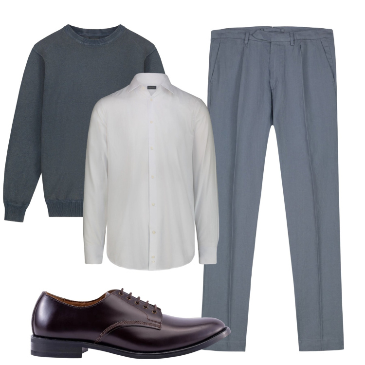 Outfit uomo - Total look #2309711. Stile Casual per Tutti i giorni. Abbinamento con scarpe stringate, pantaloni, maglieria, camicie.