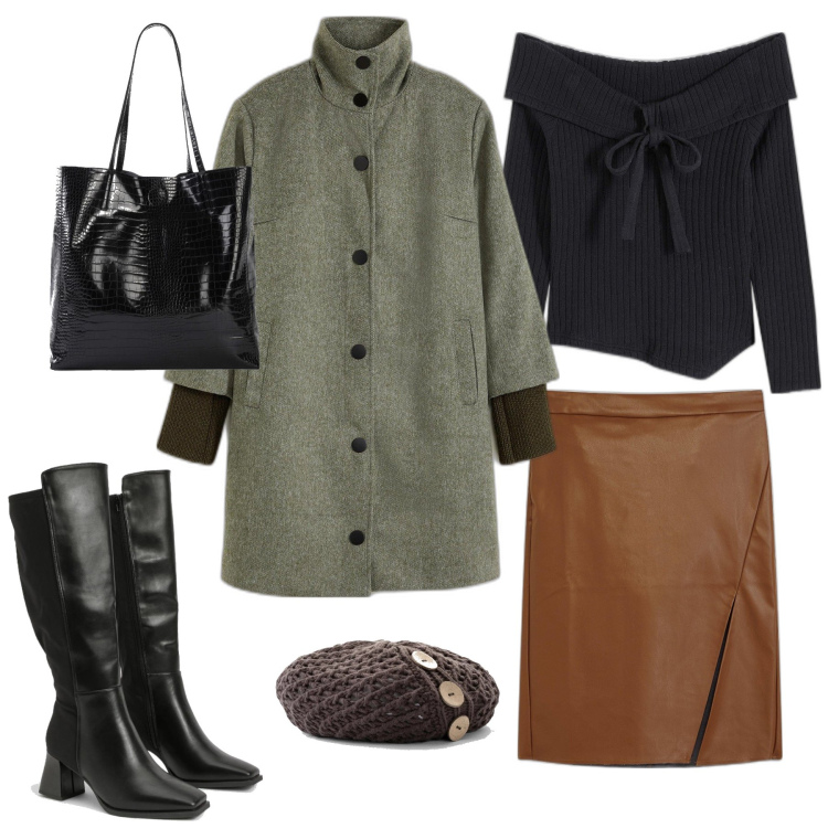 Outfit femme - Gina. Style Chic pour Tous les jours. Assortir avec bonnets, jupes, manteaux, pulls, sac cabas, cuissardes.