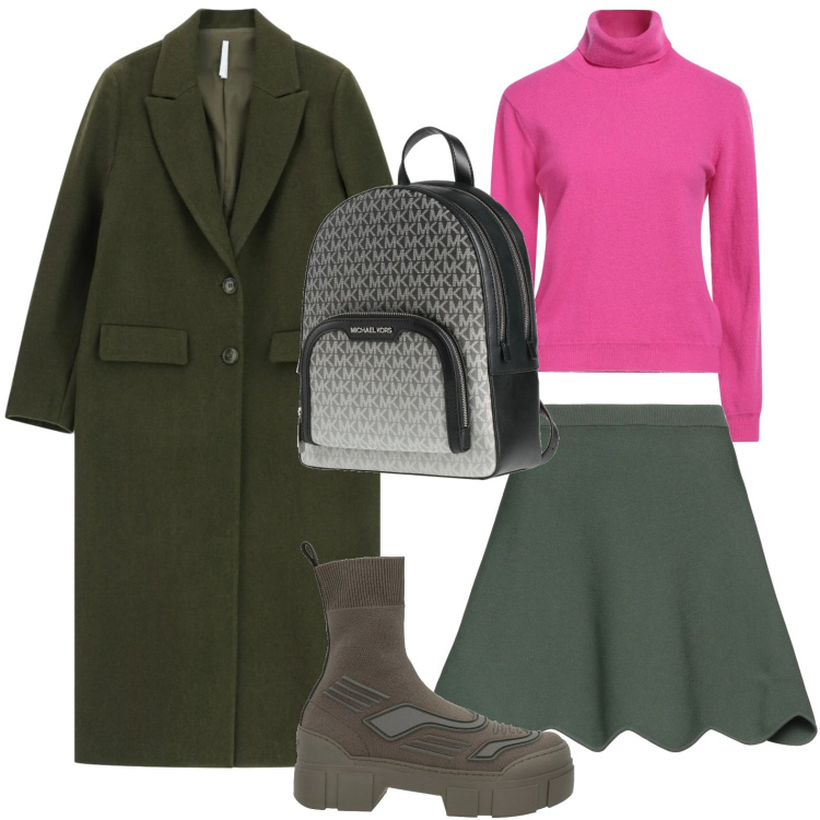 Outfit donna - La gonna a ruota. Stile Minimal per Scuola/Università. Abbinamento con minigonne, maglieria, zaini, stivaletti, cappotti.