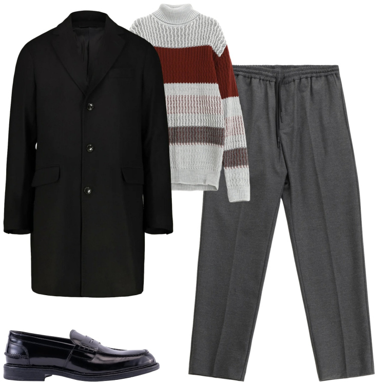 Outfit uomo - Total look #2309830. Stile Urban per Tutti i giorni. Abbinamento con maglieria, pantaloni, cappotti, scarpe stringate.