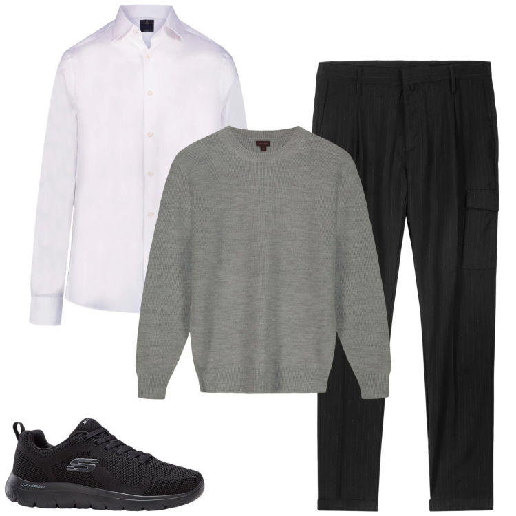 Outfit uomo - Total look #2309832. Stile Urban per Tutti i giorni. Abbinamento con sneakers, pantaloni cargo, camicie, maglieria.