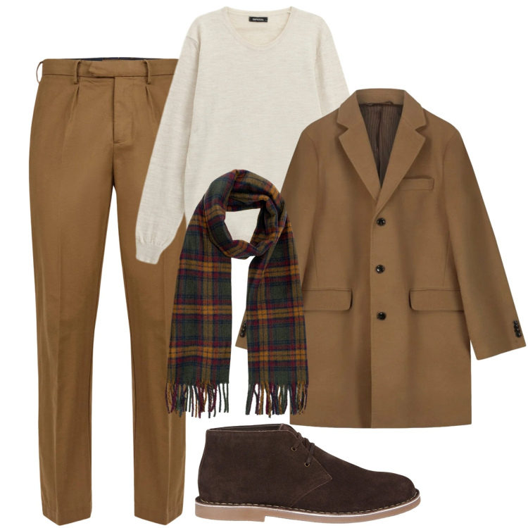 Outfit uomo - City. Stile Business/Elegante per Tutti i giorni. Abbinamento con maglieria, pantaloni, cappotti, stivali e stivaletti, sciarpe.