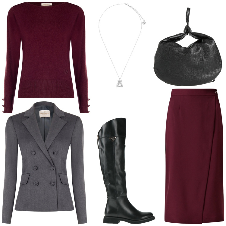 Outfit donna - Trendy da mattina a sera. Stile Trendy per Tutti i giorni. Abbinamento con stivali, zaini, pullovers, gonne, blazer, ciondoli.