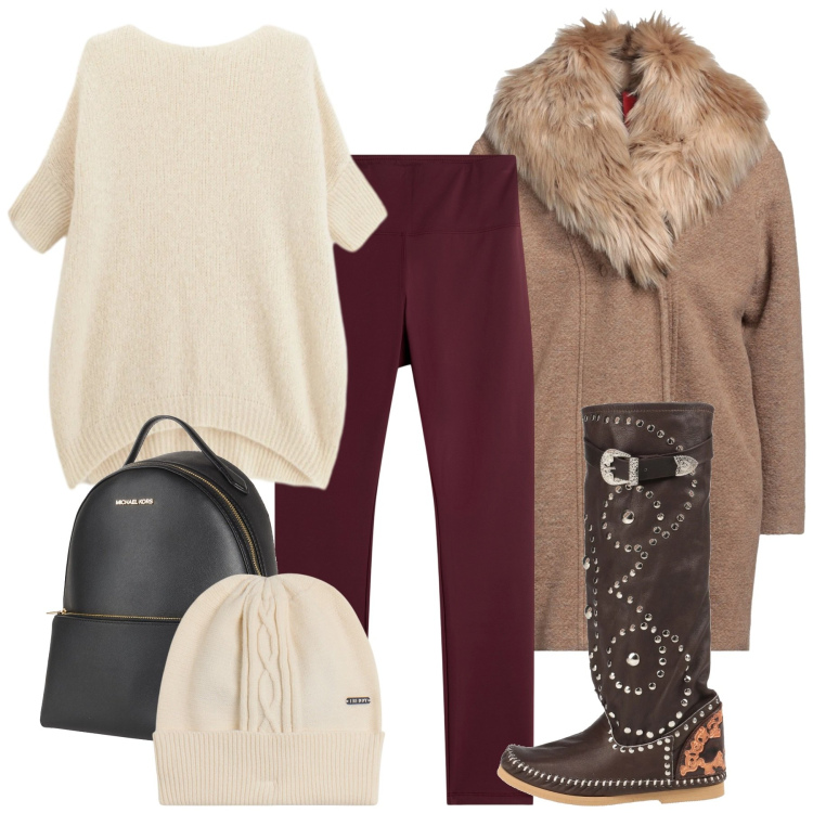 Outfit donna - Lapland style. Stile Bon Ton per Tutti i giorni. Abbinamento con stivali, cappotti, zaini, maglieria, leggings, berretti.