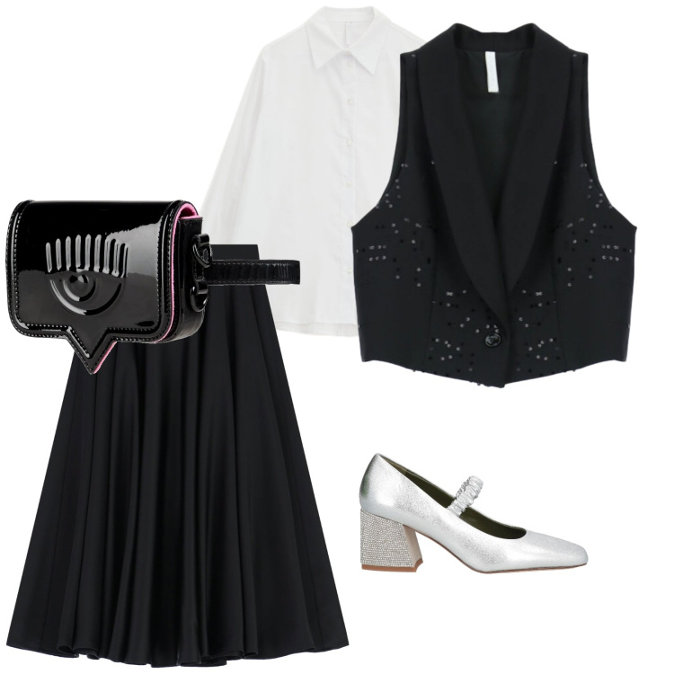 Outfit donna - Per la festa in casa. per Cerimonia. Abbinamento con décolleté, marsupi, gonne longuette, gilet, camicie.