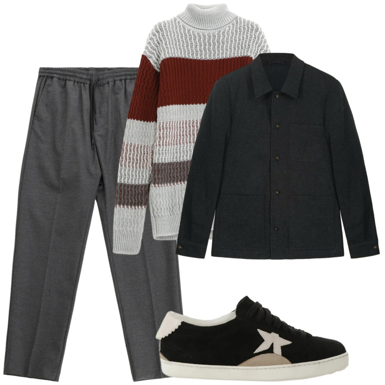 Outfit uomo - Per tutto il giorno. per Tutti i giorni. Abbinamento con maglieria, pantaloni, sneakers, cappotti.