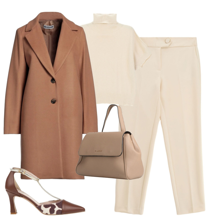 Outfit donna - Soft colour. Stile Chic per Tutti i giorni. Abbinamento con décolleté, zaini, cappotti, pantaloni, maglieria.