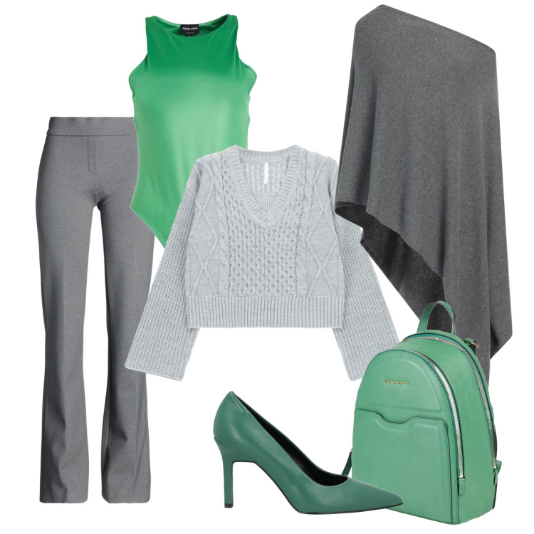 Outfit donna - Total look #2310062. Stile Chic per Serata fuori. Abbinamento con cappotti, pantaloni, décolleté, zaini, body, maglieria.